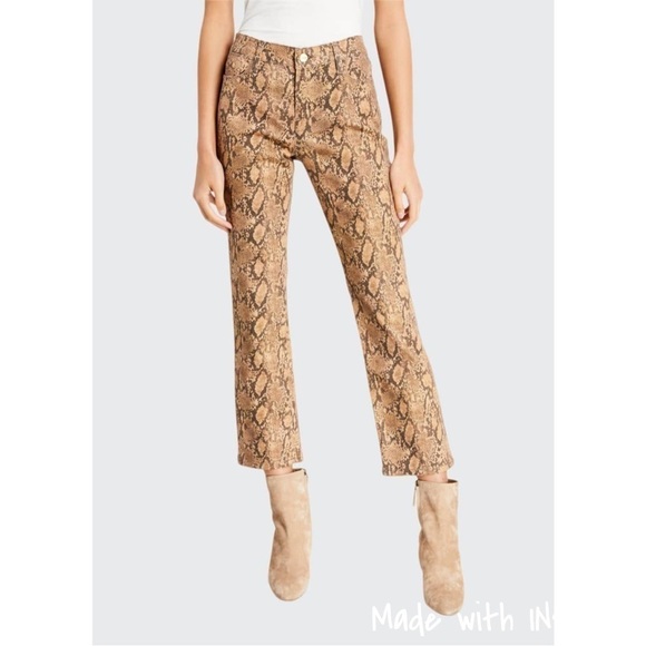 FRAME Denim Women's Le High Straight Jeans Coated Python Skakeskin 26 - Picture 1 of 8